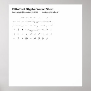 Ditto Font Glyphs Contact Sheet Poster