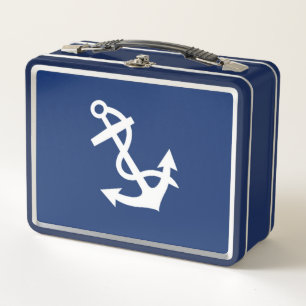 Ditty Bag_White Anchor_boat & nautical inspired Metal Lunch Box