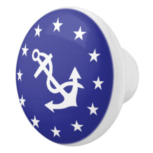 Ditty Bag_White Anchor_Circle of Stars_insignia Ceramic Knob