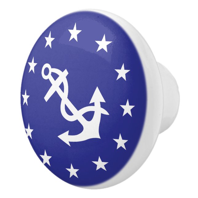 Ditty Bag_White Anchor_Circle of Stars_insignia Ceramic Knob (Right)