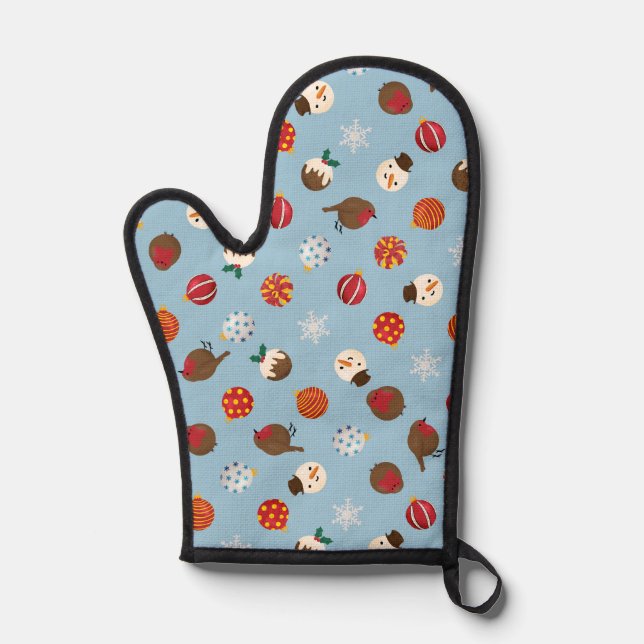 Ditzy Christmas Polkadots Oven Mitt (Front)