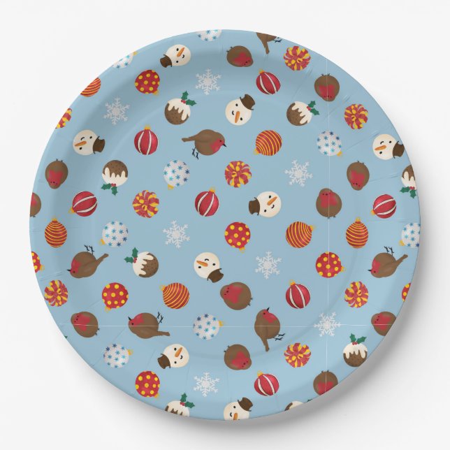 Ditzy Christmas Polkadots Paper Plate (Front)