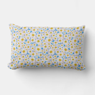 Ditzy Daisies on Blue Custom Lumbar Pillow