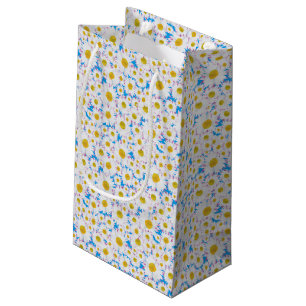 Ditzy Daisies on Blue Custom Small Gift Bag