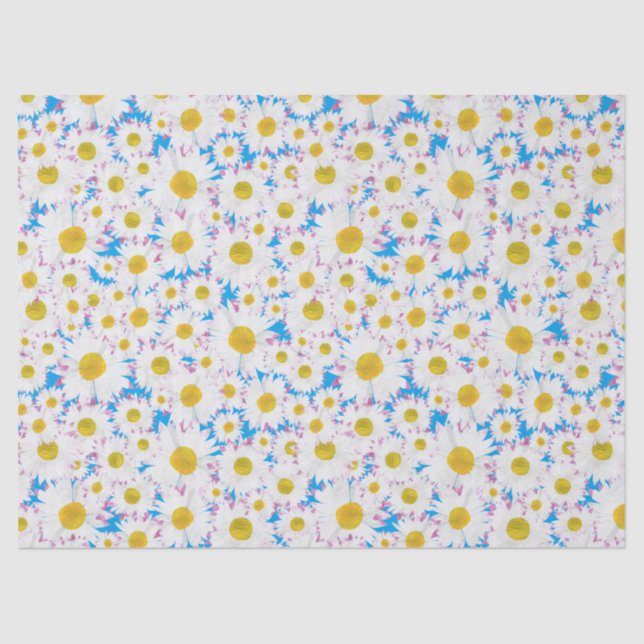Ditzy Daisies on Blue Custom Tissue Paper (Front)
