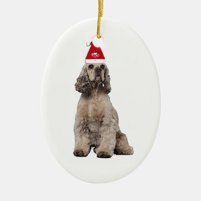 Ditzy Dogs~Original Ornament~Cocker Spaniel Ceramic Tree Decoration (Front)