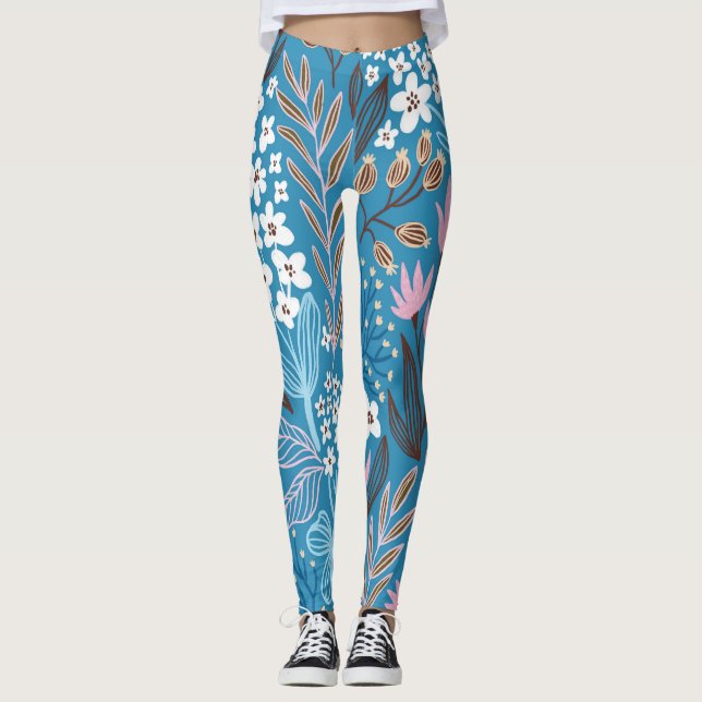 Ditzy Floral: Vintage Spring Design. Leggings (Front)