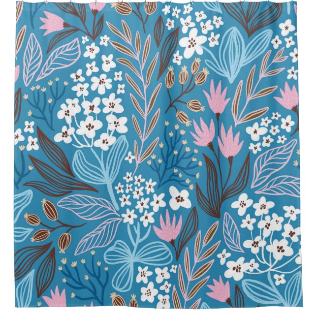 Ditzy Floral: Vintage Spring Design. Shower Curtain (Front)