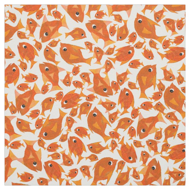 Ditzy Orange Fishes Pattern to Customise Fabric (Swatch)