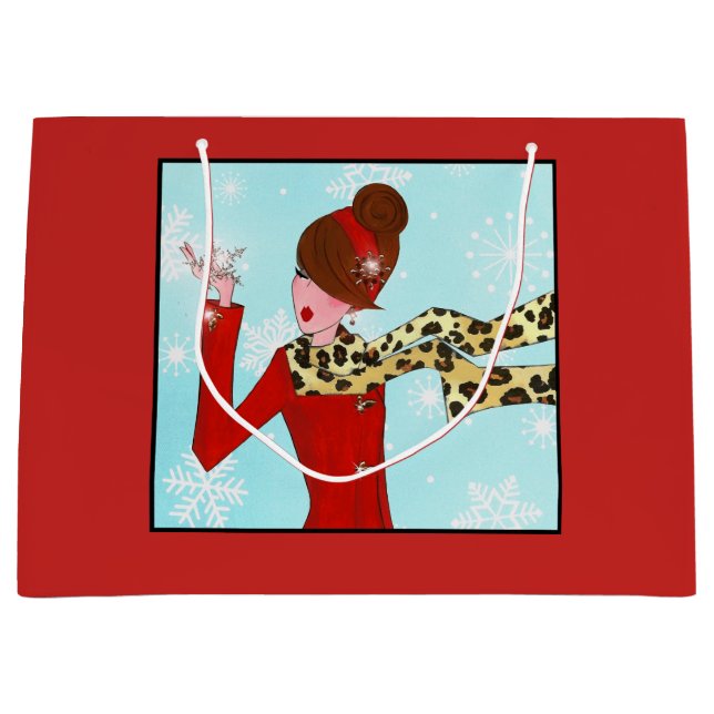 Diva and Snow Sparkles Large Gift Bag (Front)