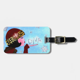 Diva and Snow Sparkles  Luggage Tag