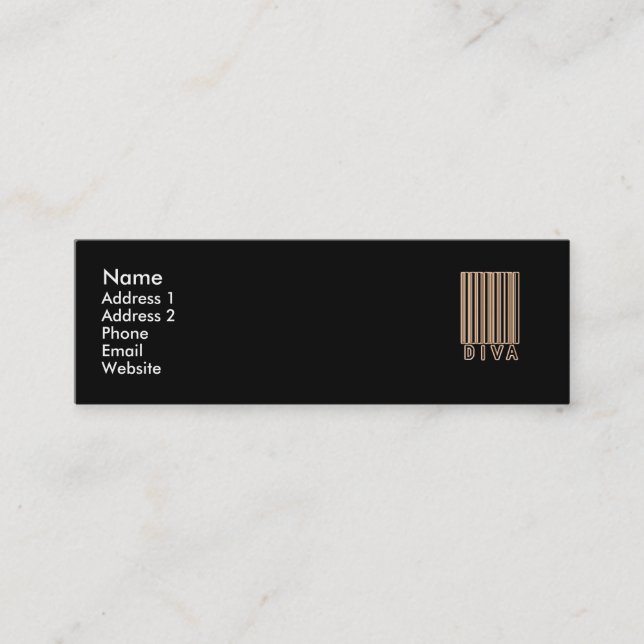 Diva Barcode Style Mini Business Card (Front)