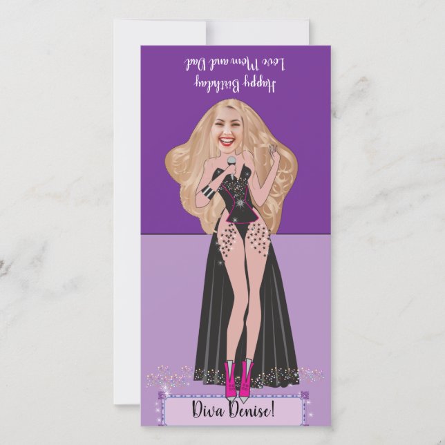 Diva Birthday DIY pop-up Card (Front)