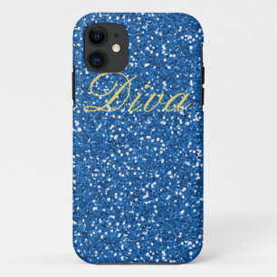 Diva Blue Faux Glitter Case-Mate iPhone Case