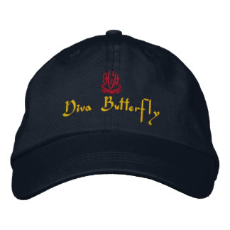 Diva Butterfly Navy Embroidered Hat