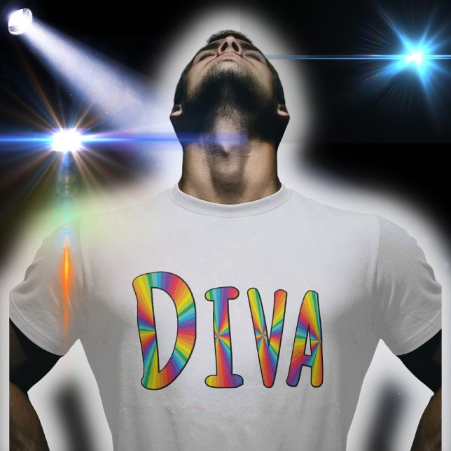DIVA Campy Fabulous LGBTQ Gay Pride Rainbow Colour T-Shirt (Creator Uploaded)