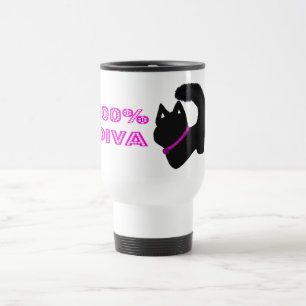 Diva cat with sparkle travel mug