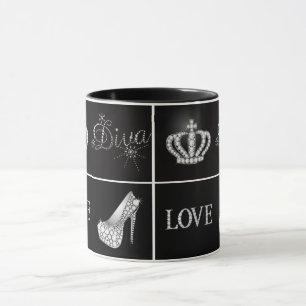 Diva Crown High Heel Love Collage Mug