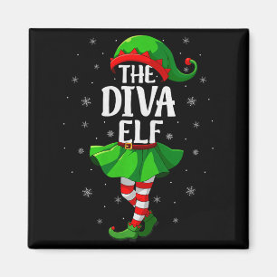 Diva Elf Christmas Girls Women Elf Squad Xmas Fami Magnet