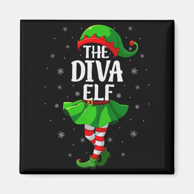 Diva Elf Christmas Girls Women Elf Squad Xmas Fami Magnet (Front)