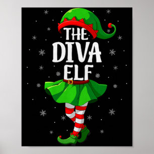 Diva Elf Christmas Girls Women Elf Squad Xmas Fami Poster