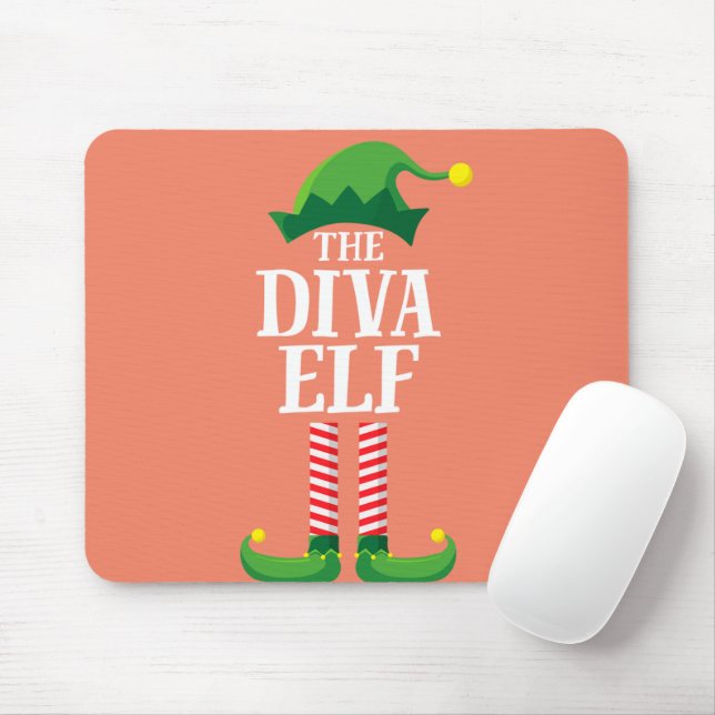 Diva Elf Matching Family Group Christmas Party Mouse Pad (With Mouse)