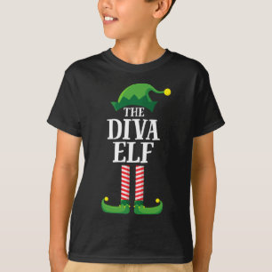Diva Elf Matching Family Group Christmas Party T-Shirt