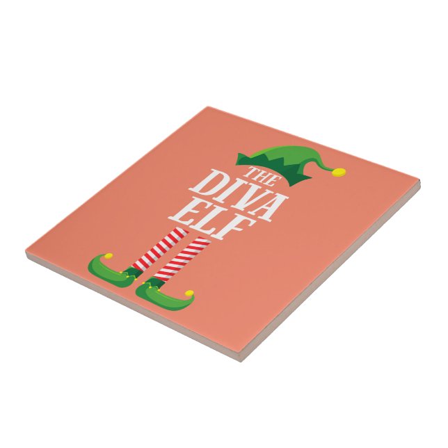 Diva Elf Matching Family Group Christmas Party Tile (Side)