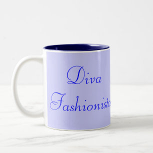 Diva Fashionista In Blue I Two-Tone Coffee Mug