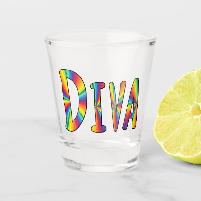 DIVA Gay Pride Rainbow Flag  Fabulous LGBT LGBTQ   Shot Glass (Front)