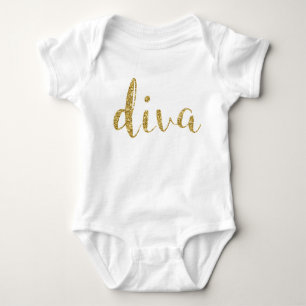 “Diva” Gold Typography Baby Girl Stylish Chic Bodysuit
