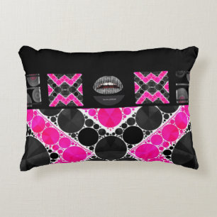 Diva Hot Pink Lips Bling Decorative Cushion