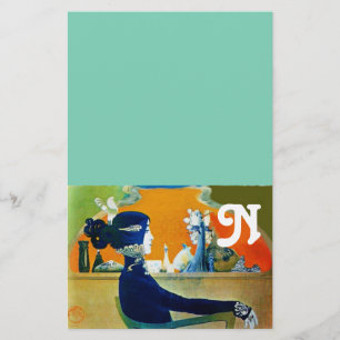 DIVA IN BLUE ,BEAUTY FASHION MONOGRAM STATIONERY