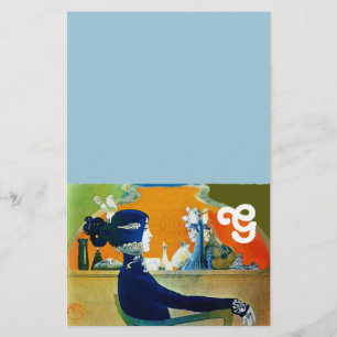 DIVA IN BLUE ,BEAUTY FASHION MONOGRAM STATIONERY