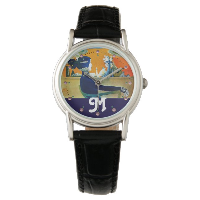 DIVA IN BLUE ,BEAUTY FASHION MONOGRAM WATCH (Front)