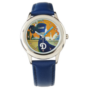 DIVA IN BLUE ,BEAUTY FASHION MONOGRAM WATCH
