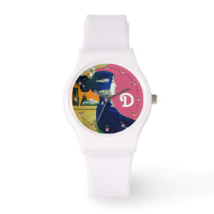 DIVA IN BLUE ,BEAUTY FASHION MONOGRAM WATCH