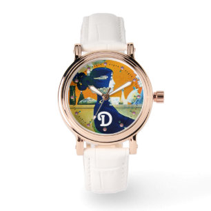 DIVA IN BLUE ,BEAUTY FASHION MONOGRAM WATCH