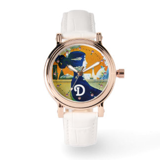 DIVA IN BLUE ,BEAUTY FASHION MONOGRAM WATCH