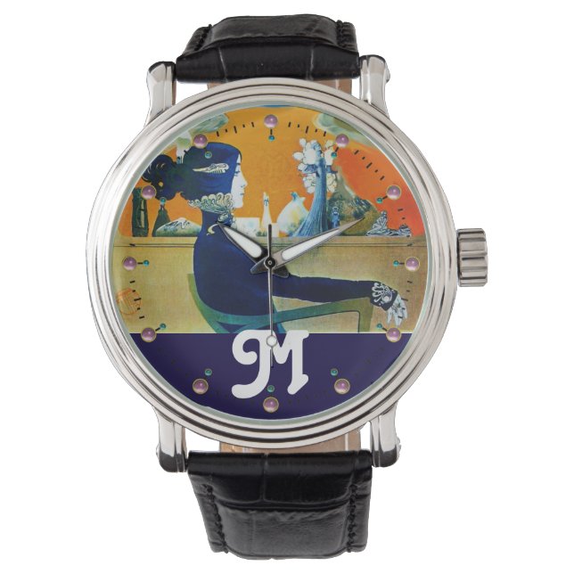 DIVA IN BLUE ,BEAUTY FASHION MONOGRAM WATCH (Front)