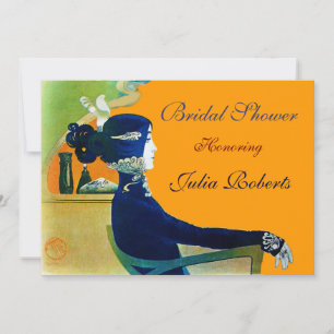 DIVA IN BLUE MONOGRAM BRIDAL SHOWER PARTY INVITATION