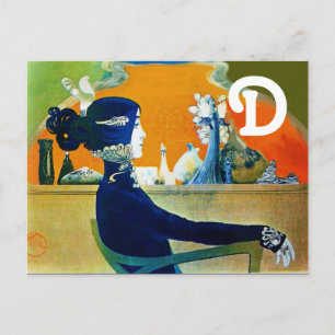 DIVA IN BLUE MONOGRAM POSTCARD
