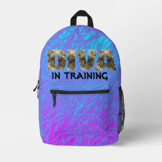 Diva in Training Blue Pink Gold Backpack NO Sequin