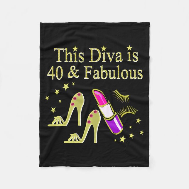 DIVA IS 40 AND FABULOUS GOLD HIGH HEEL DESIGN FLEECE BLANKET (Front)