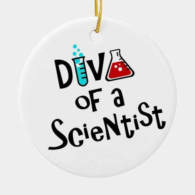 "DIVA of a Scientist" Ceramic Ornament (Front)