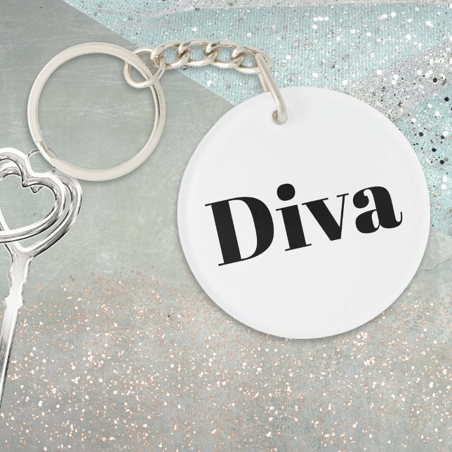 Diva Opera Singer Music Themed Musician Novelty Key Ring (A novelty black and white keyring with amusing 'Diva' caption)