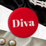 Diva Opera Singer Musician Performer Music Themed 6 Cm Round Badge<br><div class="desc">Embrace your diva-ness with this cool and quirky button,  which features the word Diva in white on red. An ideal novelty gift for the star vocalist,  opera singer,  primadonna or theatrical actor.</div>