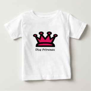 Diva Princess Pink and Black Crown Baby T-Shirt
