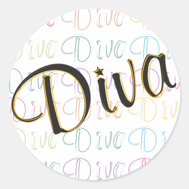 Diva Round Sticker (Front)