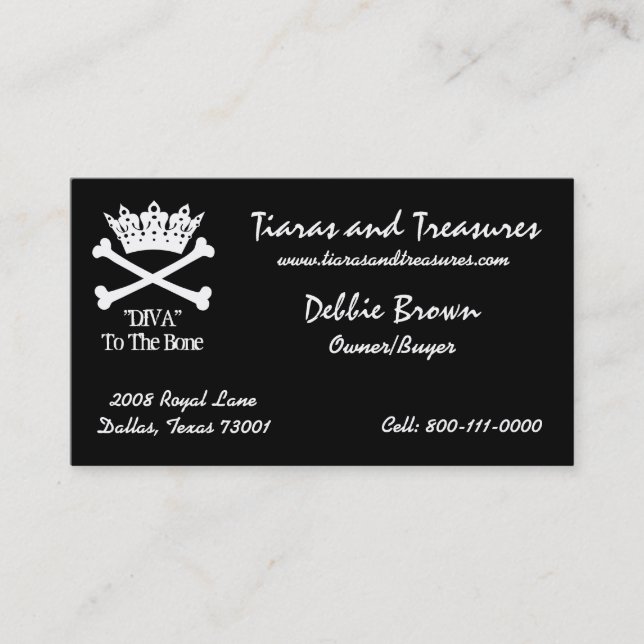 "DIVA To The Bone" Diva Business Cards (Front)